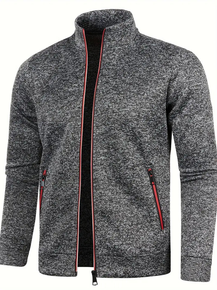 Essential men's sleeveless jacket, a zip-up vest with stand collar, ideal for casual outerwear.