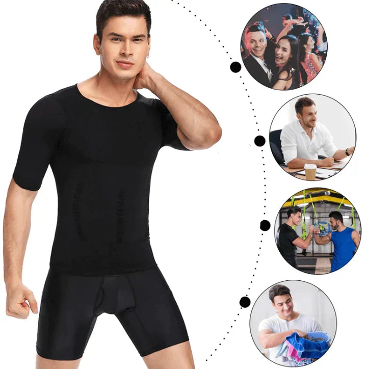 Ergonomic men's compression sports shorts, delivering superior core and leg support.
