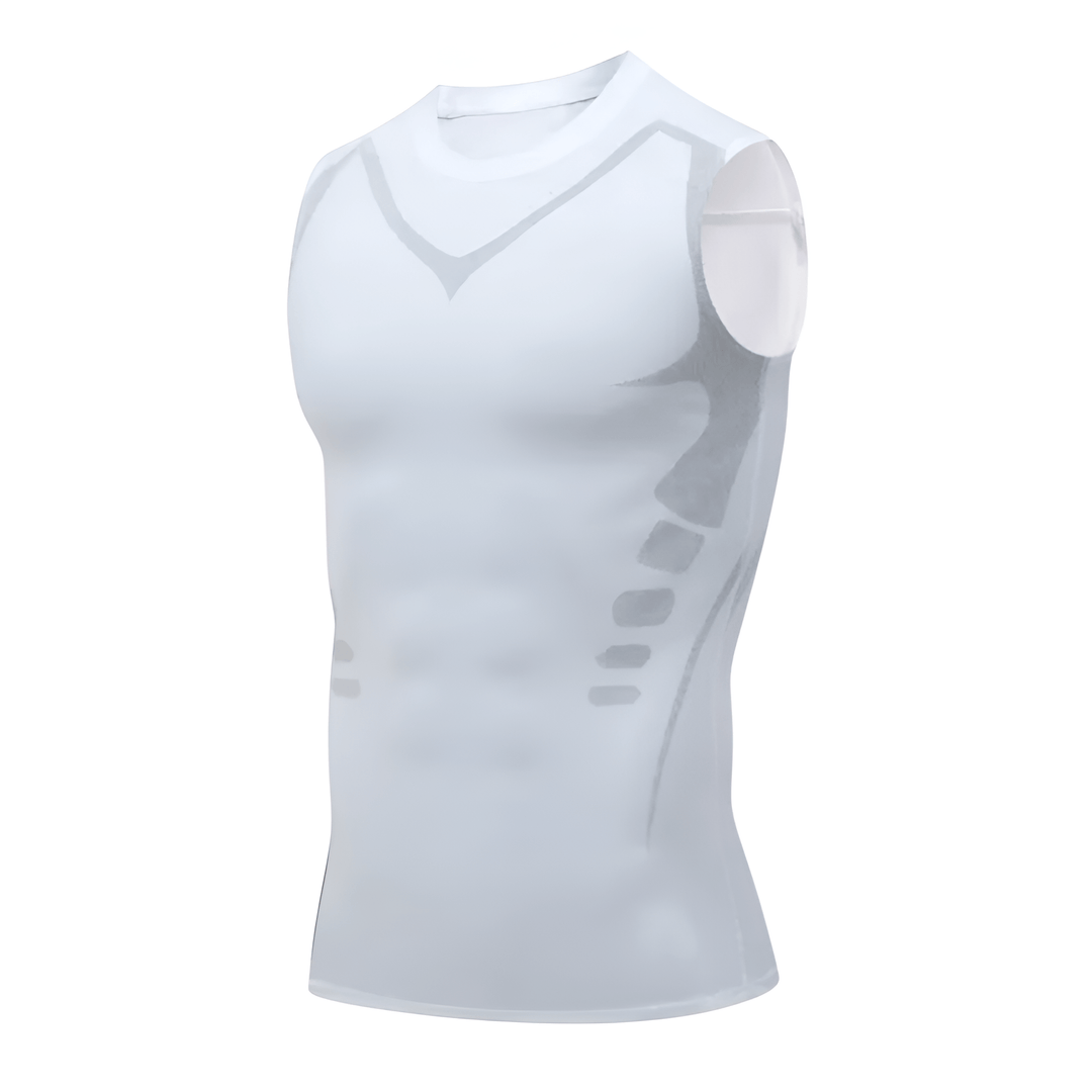 Men's activewear shaping vest, designed for a strong, toned look with comfortable compression.