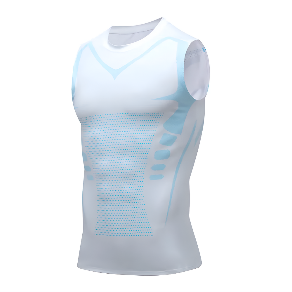 Invisible men's compression shaping vest for activewear, providing a slim, toned & confident look.