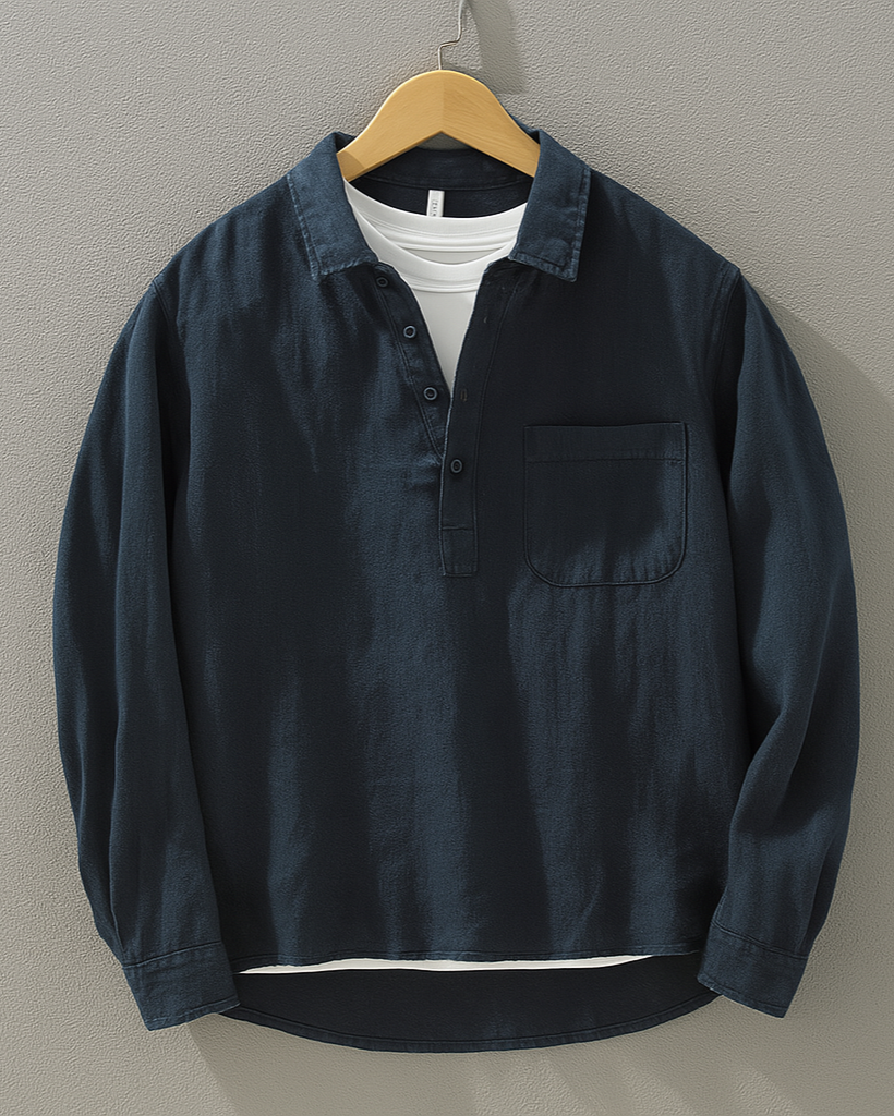 Men's Cortona casual popover shirt, relaxed fit, long sleeve, perfect for comfortable everyday style.