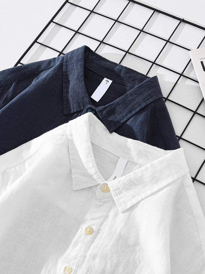 Men's Cortona long sleeve popover shirt, relaxed fit, a sophisticated casual top for modern men's fashion.