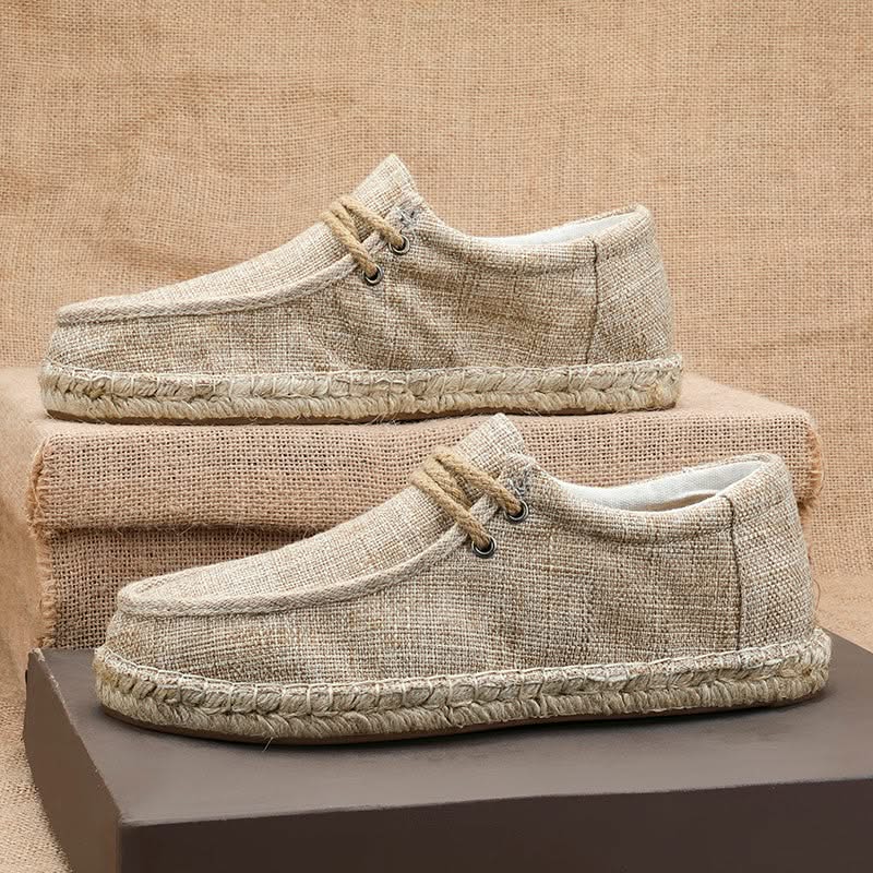 Beige Men's Cove braided slip-on loafers, designed for ultimate casual comfort and relaxed men's style.