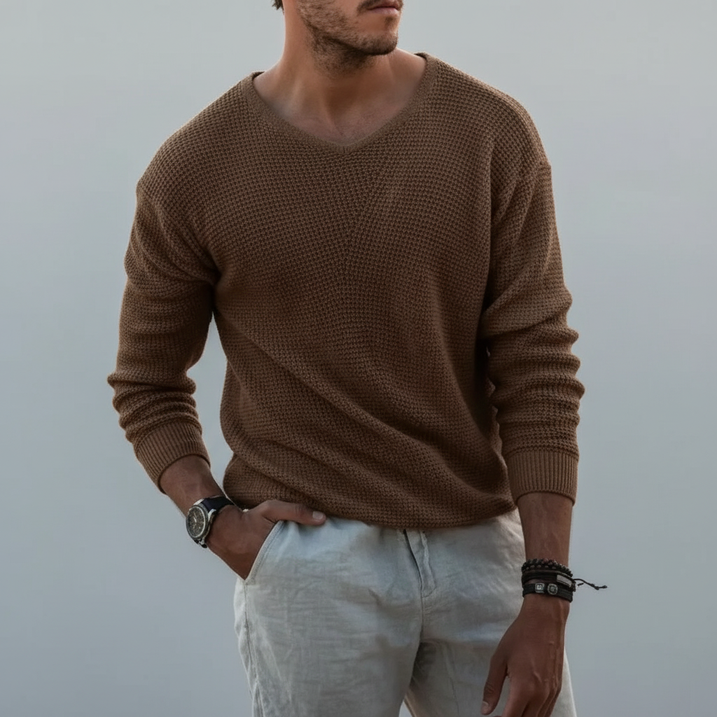 Elegant men's long sleeve casual pullover, Joseph knit sweater, providing warmth and style