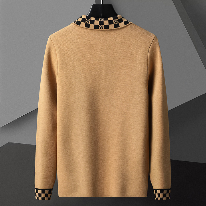 Sophisticated men's button-front cardigan. Ideal for fall fashion, winter layering. Warm & stylish gentlemen's sweater.
