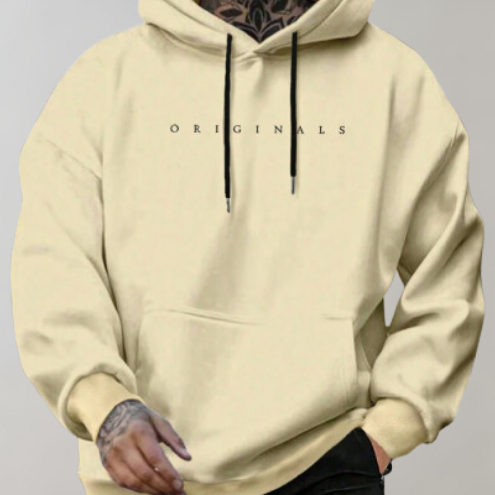 Comfortable men's pullover hoodie, ideal for casual wear. Soft fabric, relaxed fit for everyday style.
