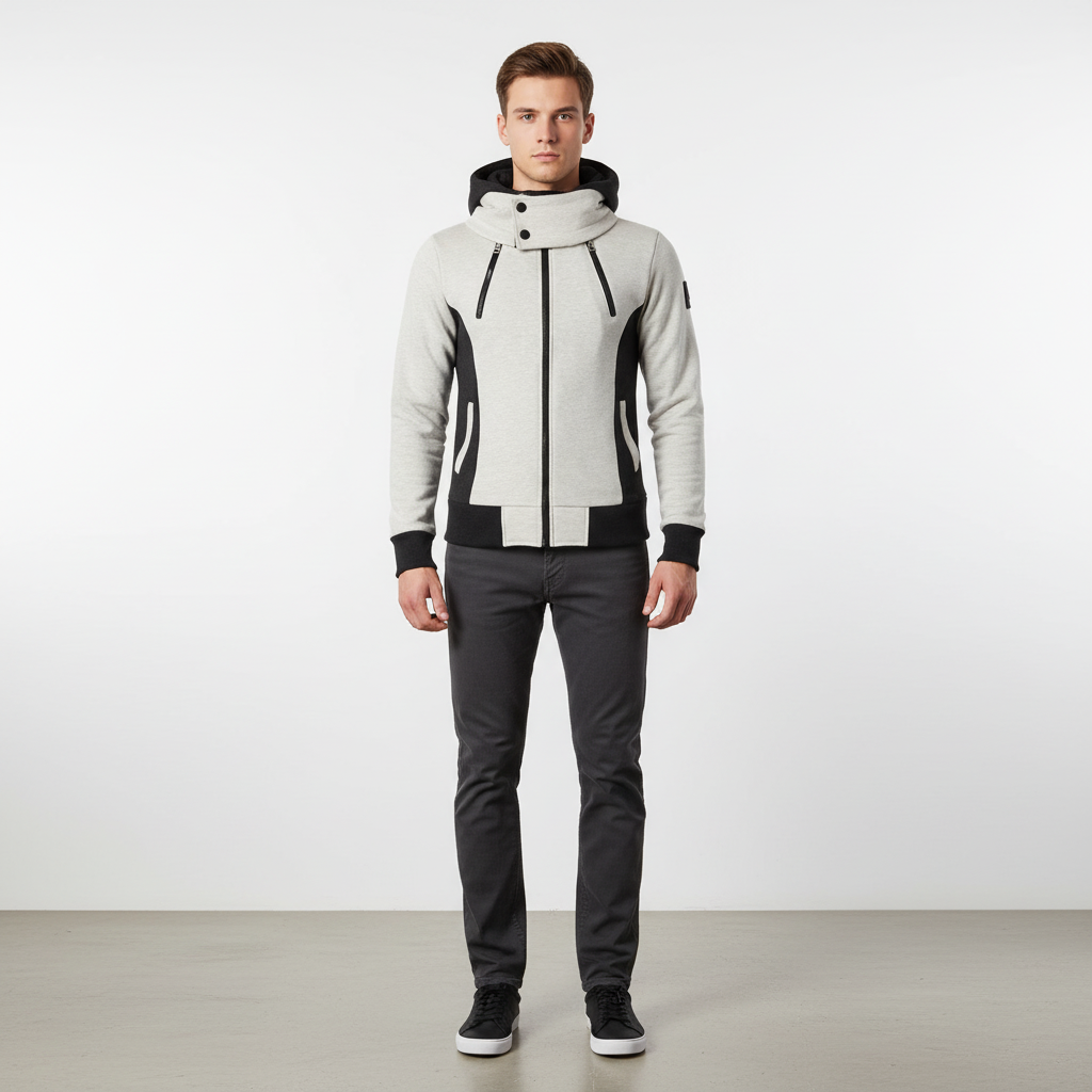 Casual men's autumn fleece hoodie, perfect for outdoor activities