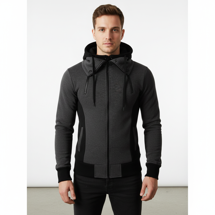 Stylish men's outerwear: a warm fleece hoodie for winter & autumn