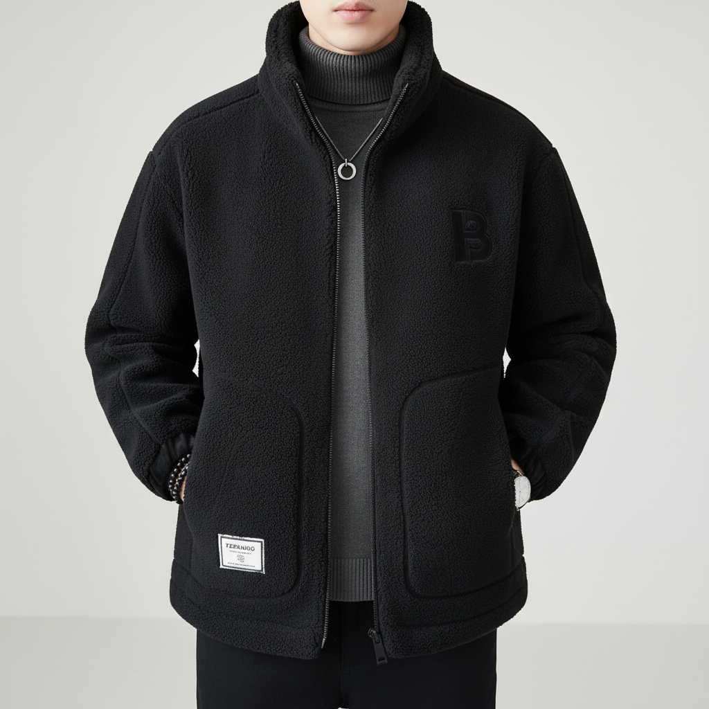 Lennard men's fleece jacket, high collar, for casual autumn fashion. Lightweight & warm.