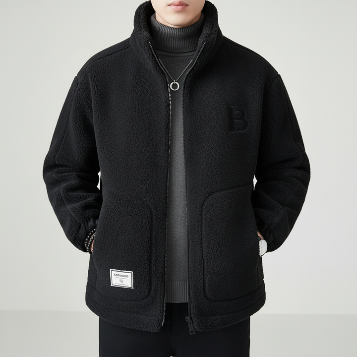 Lennard men's fleece jacket, high collar, for casual autumn fashion. Lightweight & warm.