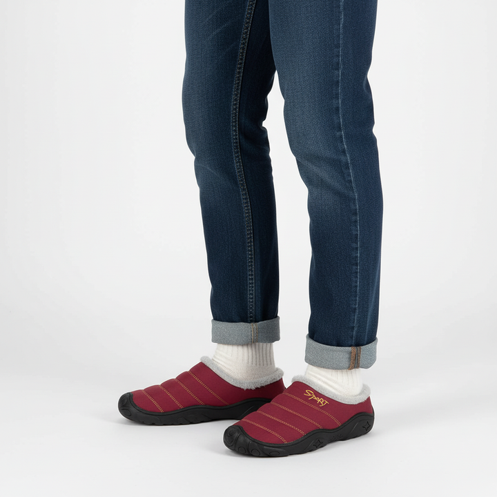 Practical men's fleece-lined non-slip house slippers, navy, essential for warm indoor winter wear