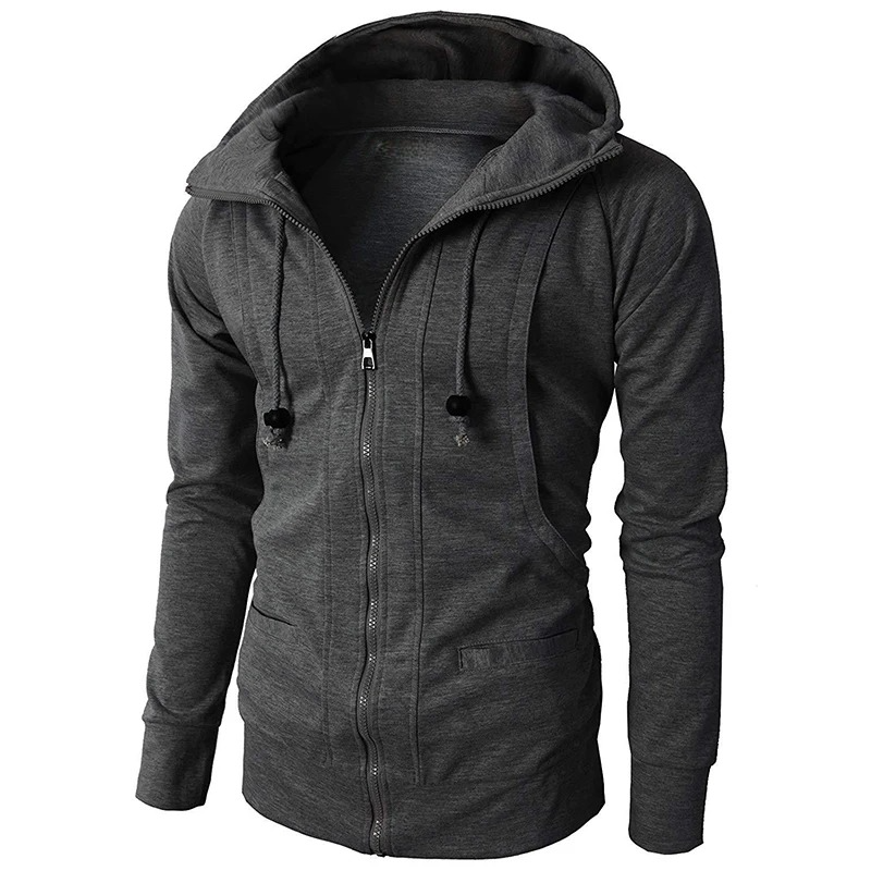 Versatile men's full-zip hoodie with soft fabric, perfect for layering and casual outfits.