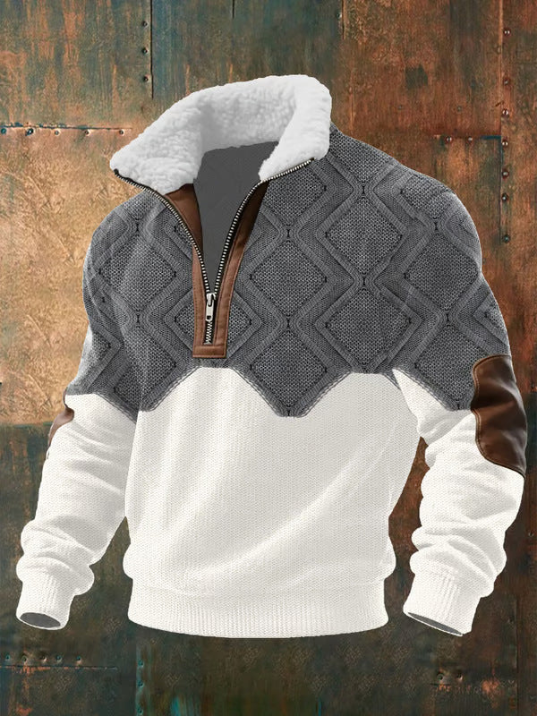 Men's cozy full-zip sweater in gray, perfect for everyday comfort & casual fall/winter style.