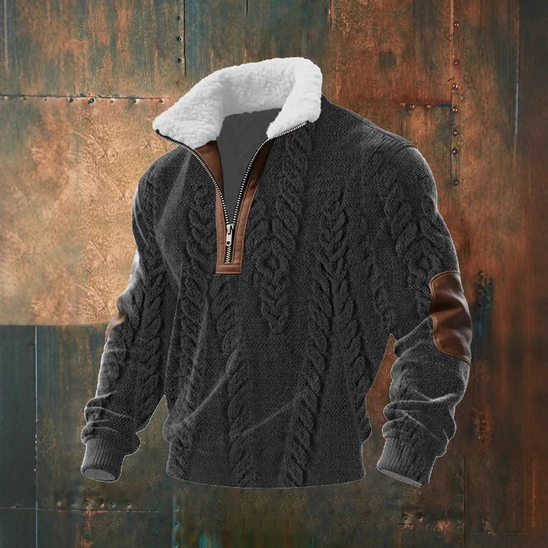 Versatile men's zip-up sweater for everyday comfort. Stylish casual wear, great for fall/winter layering.