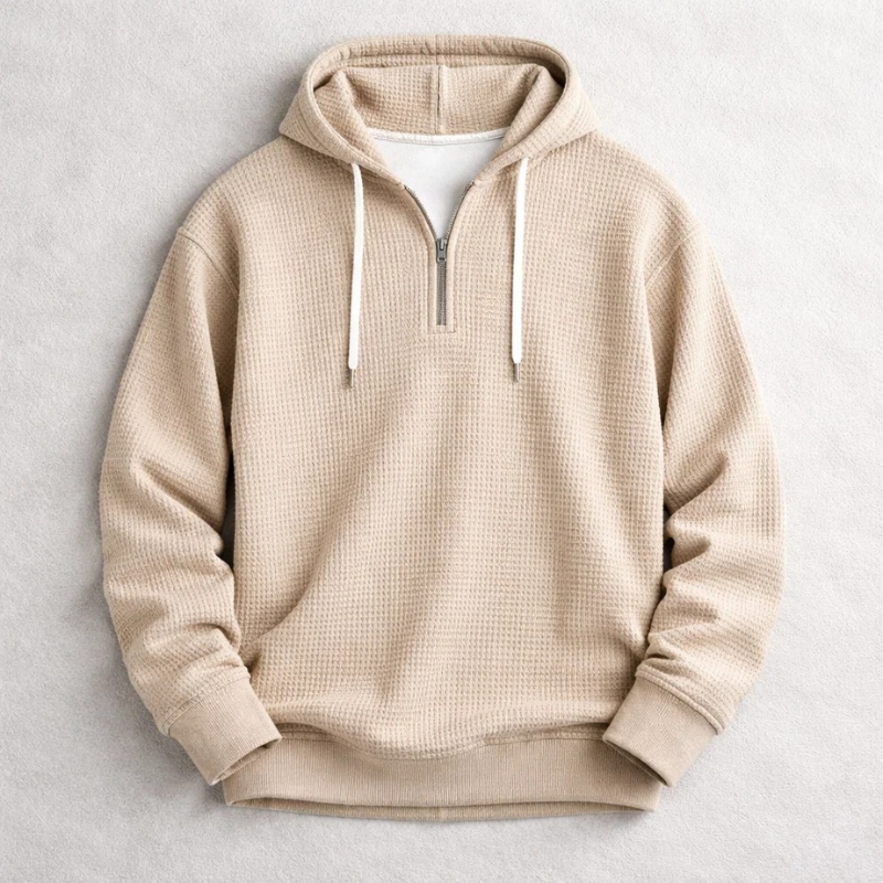 Men's fashion Henley pullover hoodie, great for everyday casual wear, comfort, and layering outerwear.