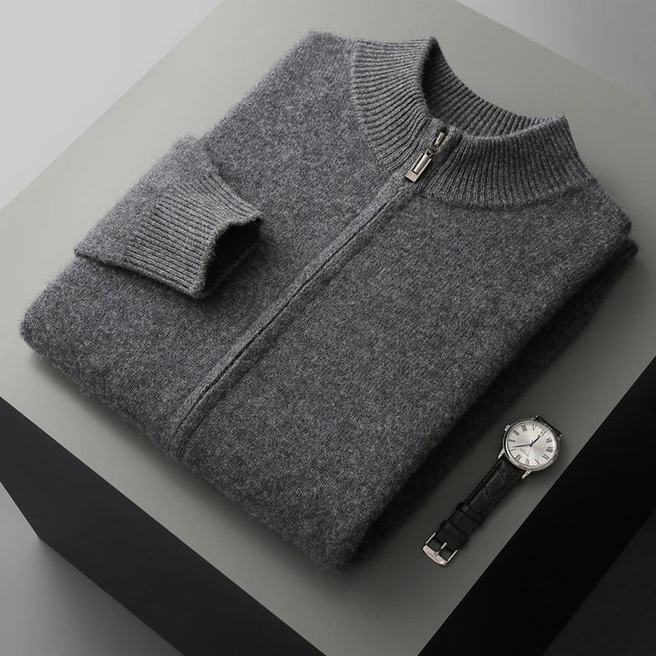 Cozy knit men's cardigan sweater, soft outerwear perfect for layering and creating comfortable winter looks.