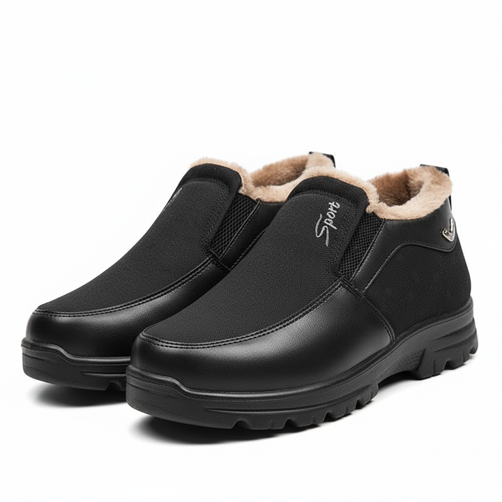 Winter-ready men's slip-on shoes, Frank, in textile leather, providing warmth and comfort