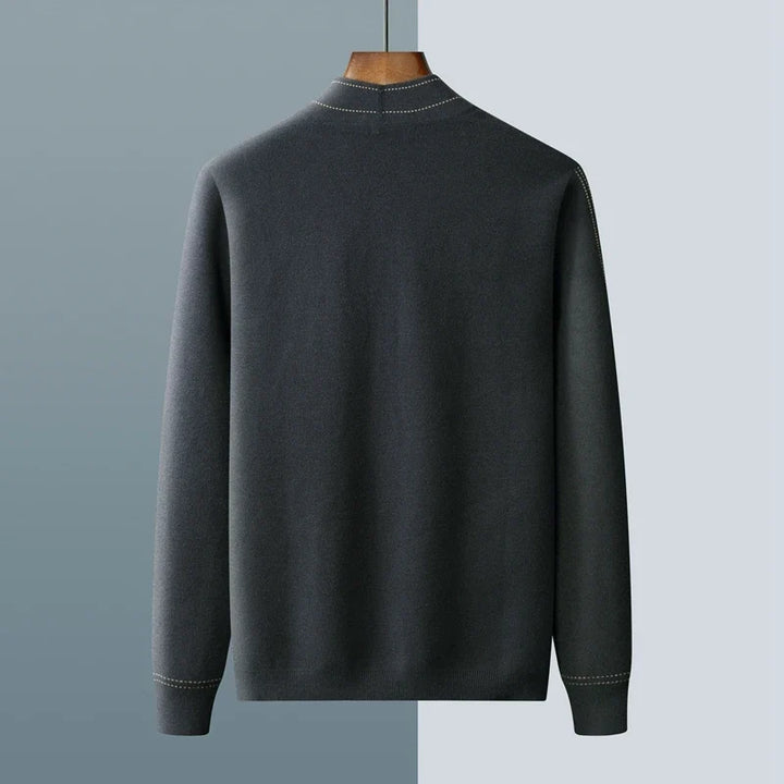 Soft knit men's long cardigan, combining cozy comfort with modern men's fashion and versatile layering.