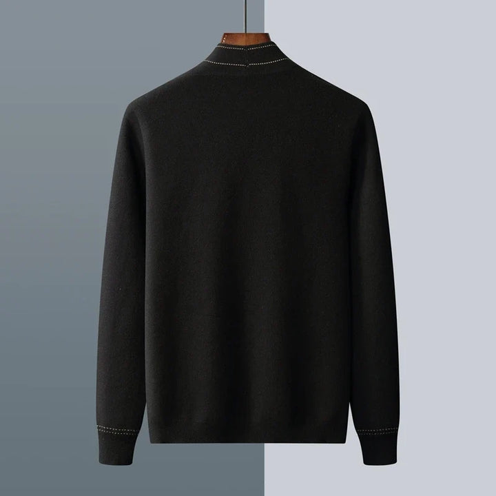 Effortless smart casual men's long knit cardigan, an essential for stylish men's fashion layering.