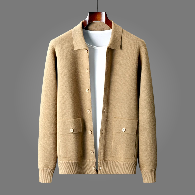 Men's cozy long-sleeve Rama cardigan sweater, perfect for warmth and stylish layering in fall & winter.