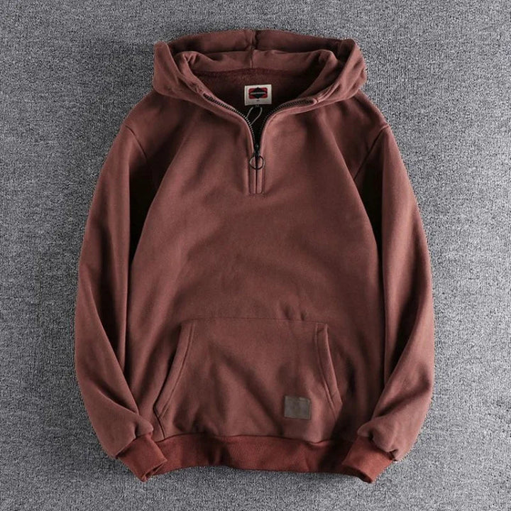 Men's cozy quarter-zip hoodie, relaxed fit for ultimate everyday comfort & casual wear.