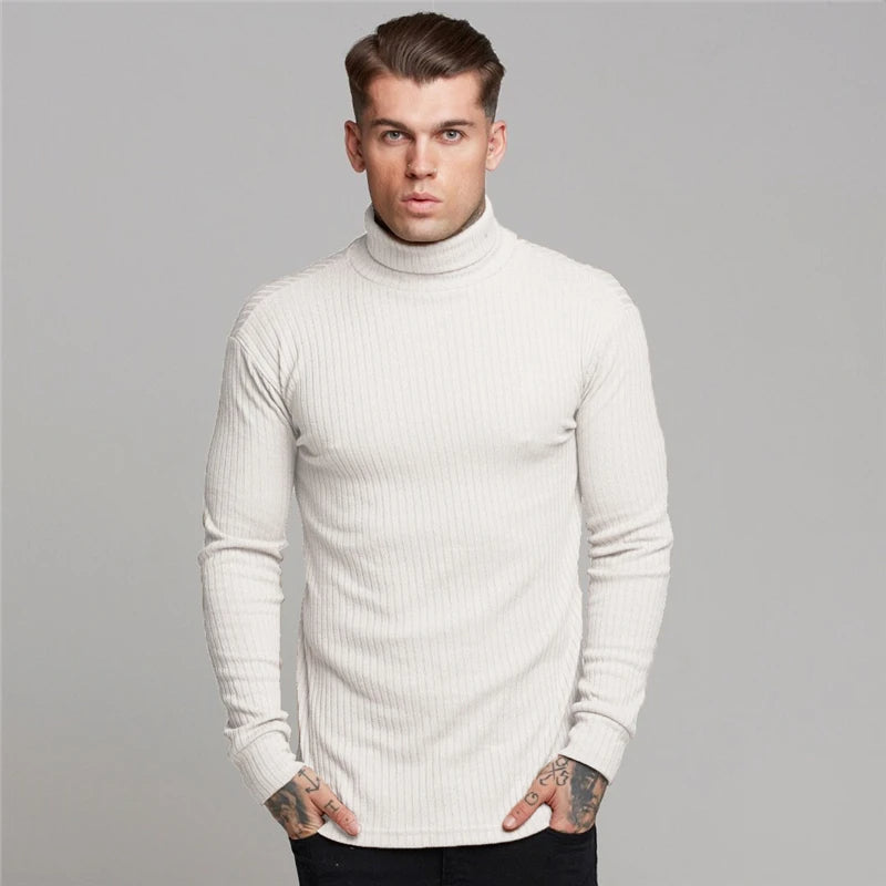 Men's cozy turtleneck jumper, perfect for winter fashion. Comfortable long-sleeve knitwear for casual or business casual style.