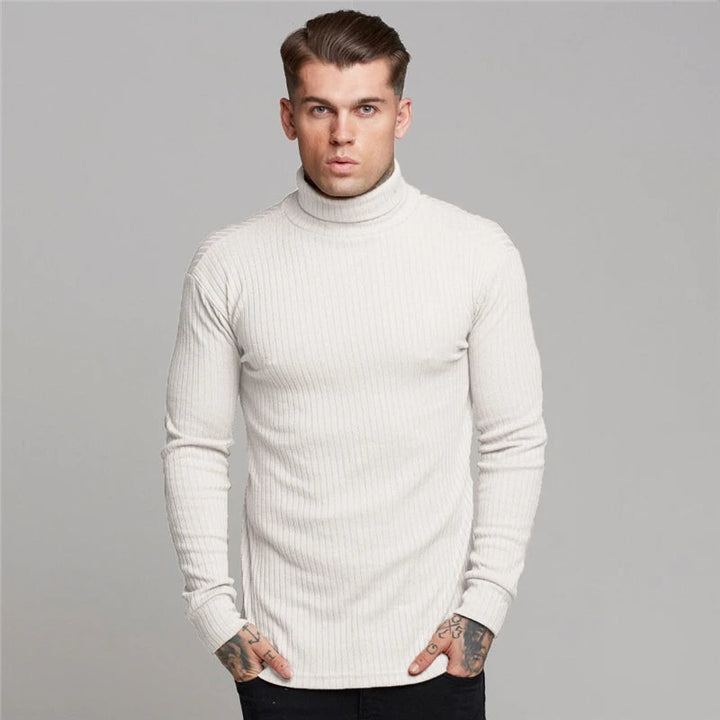 Men's cozy turtleneck jumper, perfect for winter fashion. Comfortable long-sleeve knitwear for casual or business casual style.