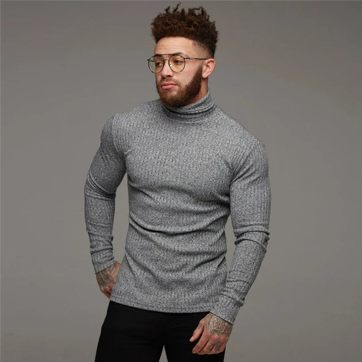 Soft, comfortable men's turtleneck jumper in a classic design. Great for warm winter fashion & everyday casual wear.