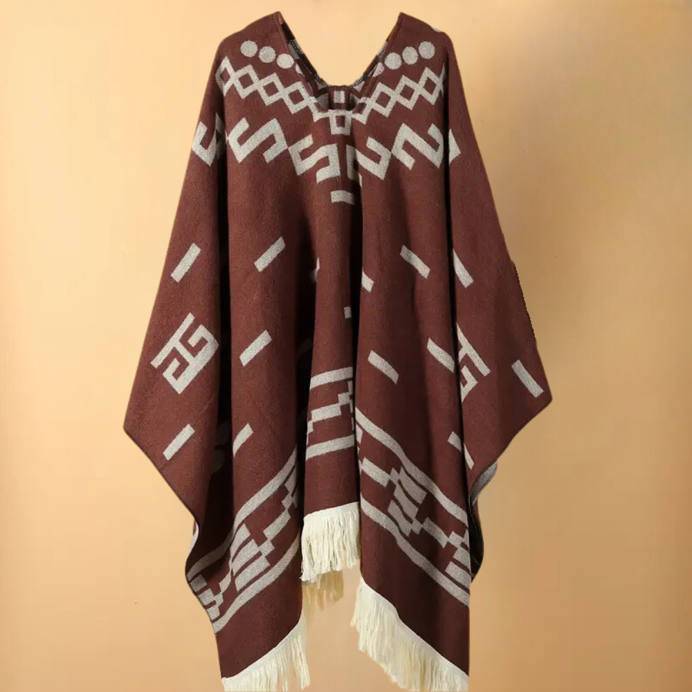 Comfortable & warm men's winter poncho, perfect for cozy layering outerwear in cold weather. One-size fit.