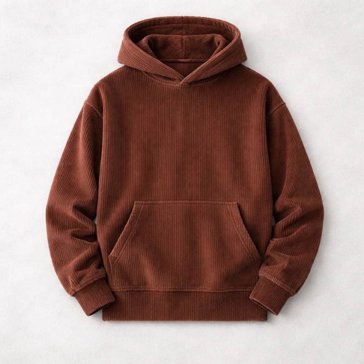 Soft, plush men's winter pullover hoodie, designed for ultimate warmth and comfort in a stylish relaxed fit.