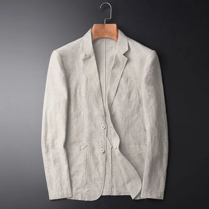 Men's cream casual blazer with a modern fit, ideal for smart casual outfits. Lightweight & breathable design. Men's fashion.