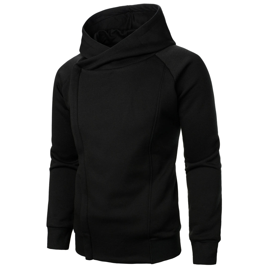 Comfortable men's zip-up crossover hoodie, blending urban and athletic casual style seamlessly.