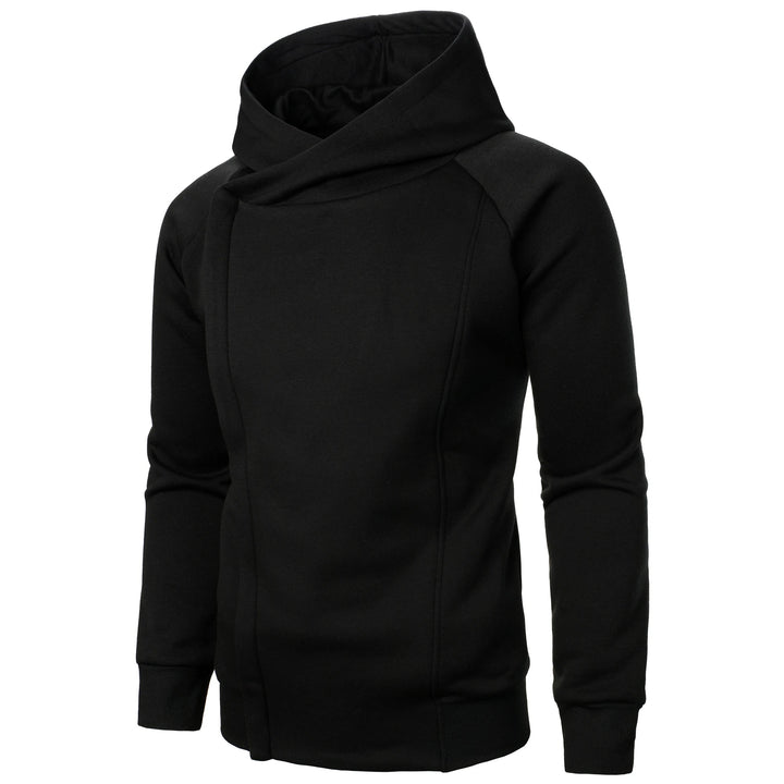 Comfortable men's zip-up crossover hoodie, blending urban and athletic casual style seamlessly.