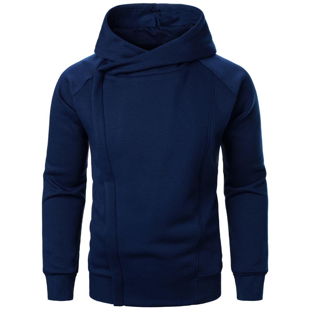 Zip-up men's crossover hoodie, combining urban fashion with athletic comfort and style.