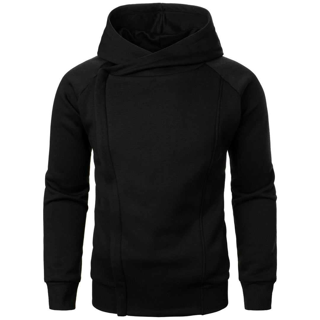 Charcoal gray men's crossover zip hoodie, versatile for modern urban and athletic looks.