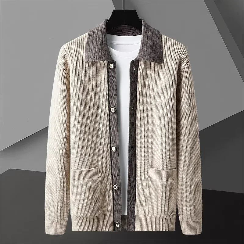 Men's Daniel Cardigan, cozy knitwear for stylish warmth. Perfect layering piece for fall/winter comfort.