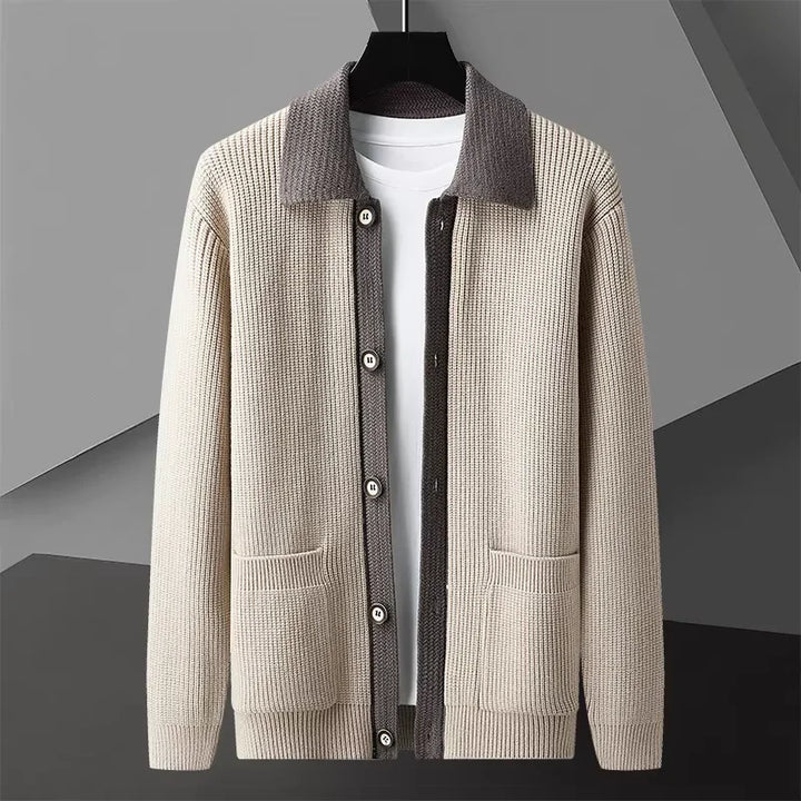 Men's Daniel Cardigan, cozy knitwear for stylish warmth. Perfect layering piece for fall/winter comfort.