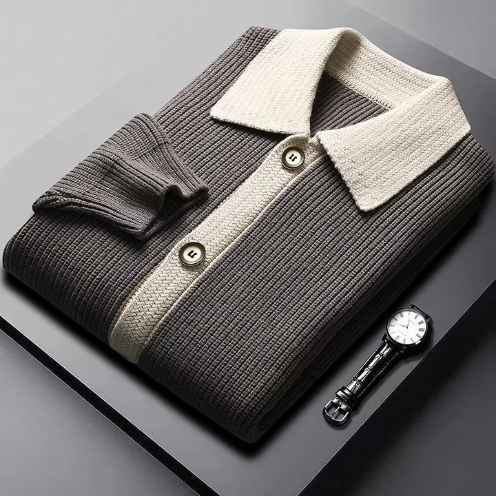 Warm men's Daniel Cardigan, a stylish fall/winter knitwear essential for cozy everyday comfort.