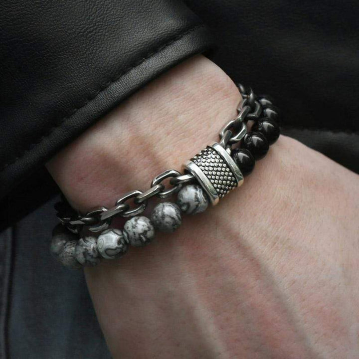 Men's Darius Jasper Protective Bead Bracelet for courage and strength, 10mm stone beads