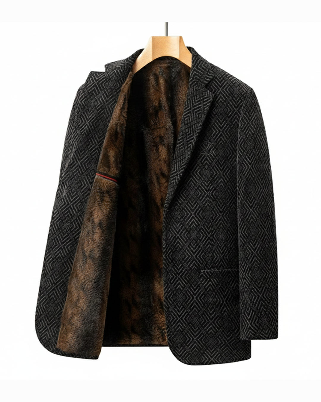 Men's dark gray tailored blazer jacket, professional business attire, perfect for formal wear & modern fashion.