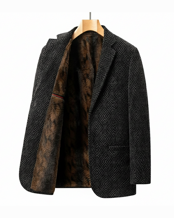 Men's dark gray tailored blazer jacket, professional business attire, perfect for formal wear & modern fashion.