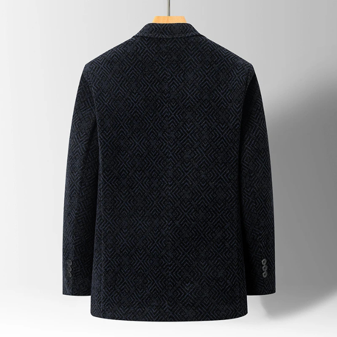 Stylish men's tailored blazer, sophisticated dark colored jacket for business, formal occasions & elegant fashion.