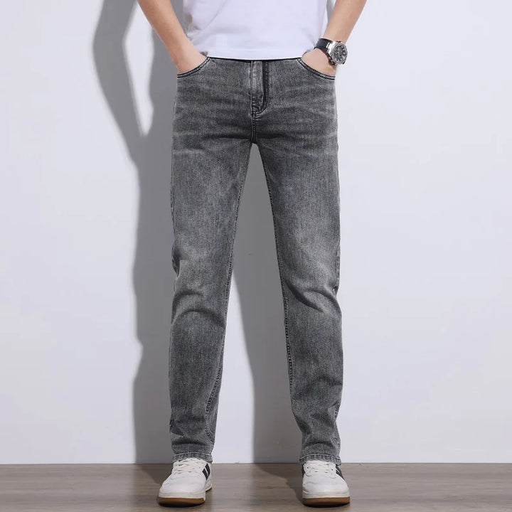 Relaxed fit men's stretch denim jeans, providing ultimate comfort for any casual occasion.