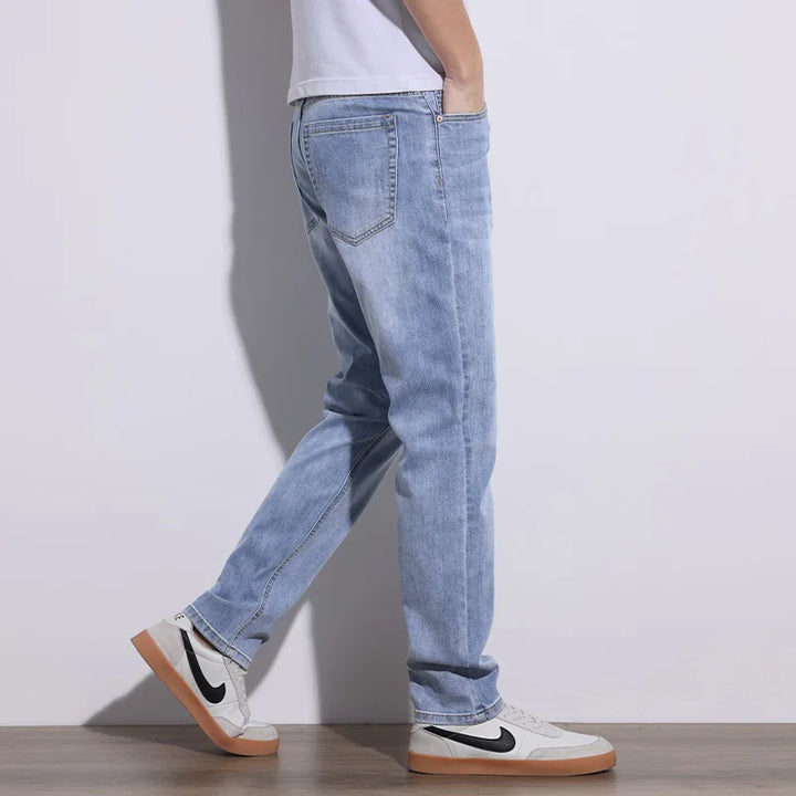 Modern men's comfortable stretch denim jeans, suitable for all-day wear and active lifestyles.