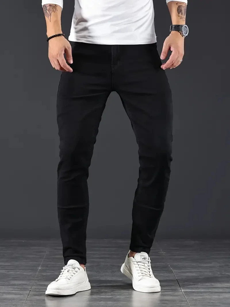 Stylish gray stretch slim fit jeans for men, offering modern comfort & casual versatility.
