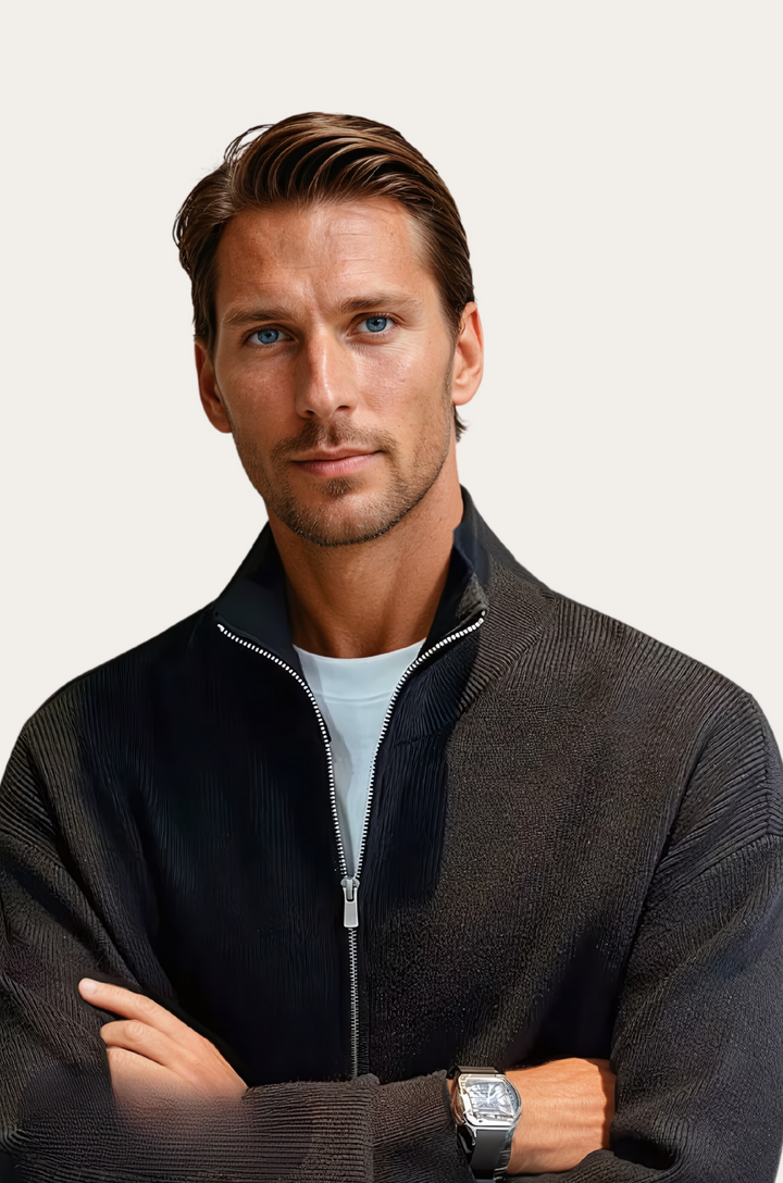 Stylish men's Dean jumper: comfortable, versatile round neck knitwear for everyday casual & winter fashion.