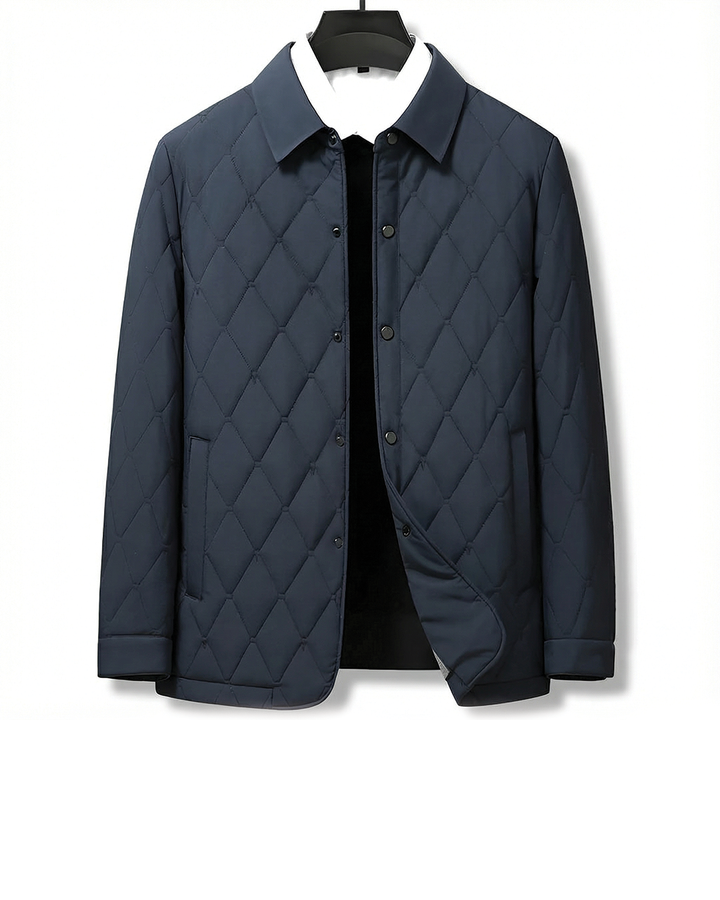 Men's Diamond Quilted Ashbury Coat. Lightweight, versatile, stylish outerwear with diamond pattern for autumn/winter.