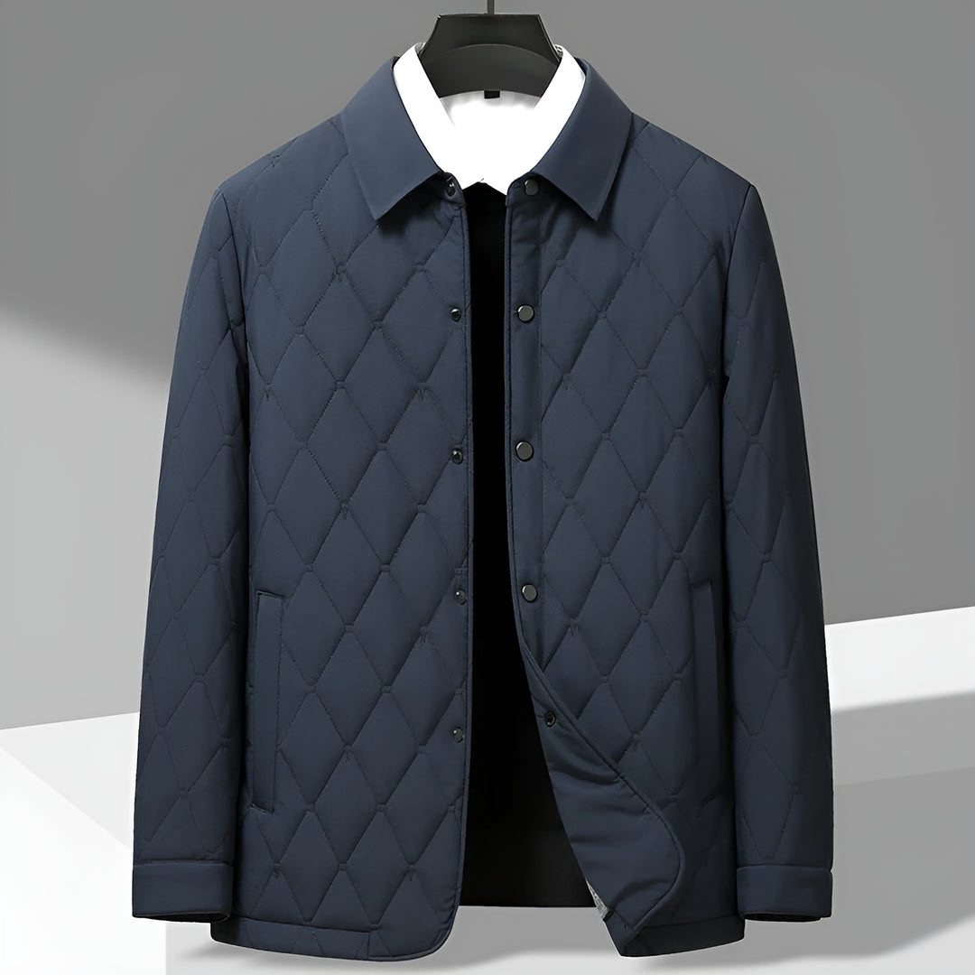 Stylish Men's Ashbury Coat with diamond quilting. Comfortable, lightweight design, suitable for casual & office wear.