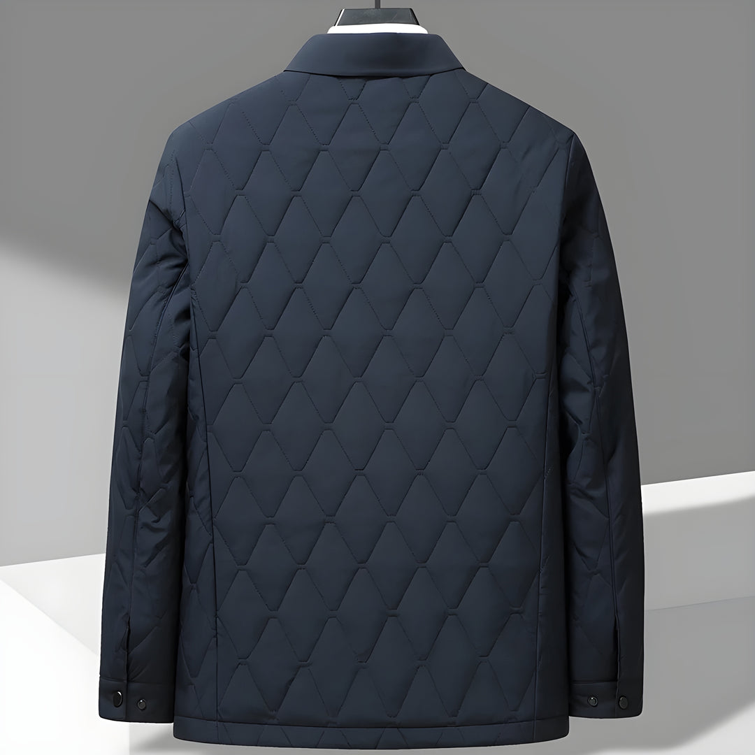 Versatile Men's Diamond Quilted Ashbury Coat. Lightweight autumn/winter jacket, ideal for office or casual wear.