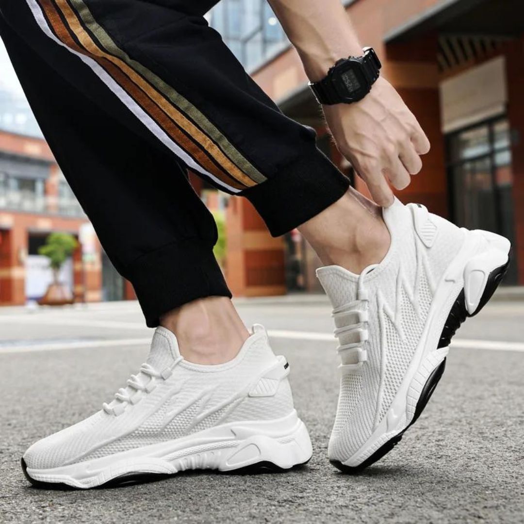 Black men's elevator shoes. Fashion sneakers with a discreet lift for increased height & style.